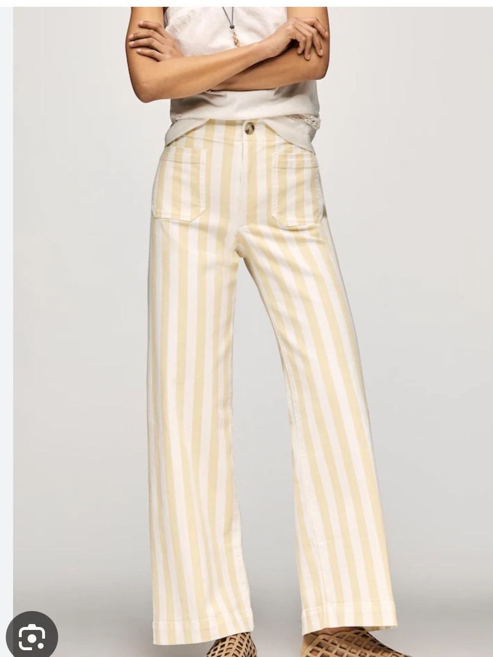 SOLD OUT Anthropologie Maeve Colette Yellow and white Vertical-striped size 28